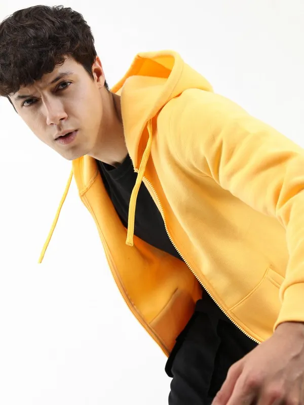  Ketch Men Yellow Hood Front-Open Sweatshirts