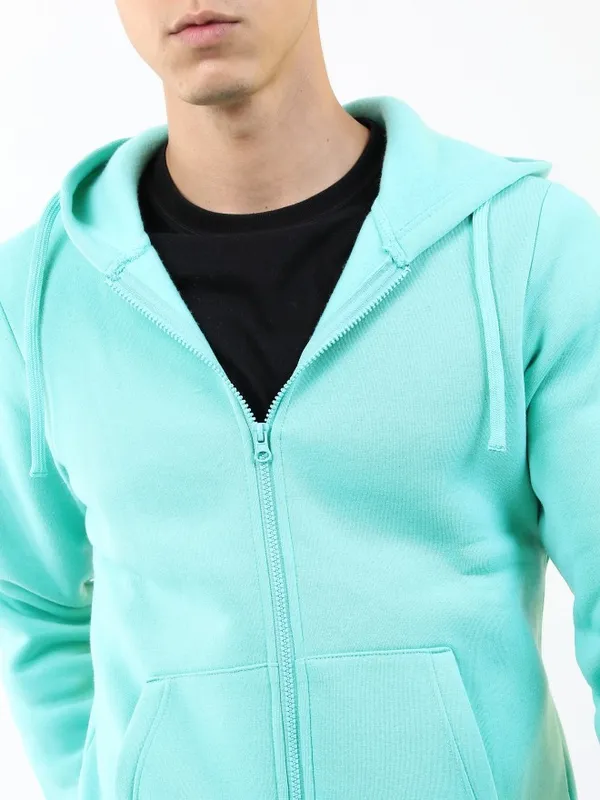  Ketch Men Blue Hood Front-Open Sweatshirts