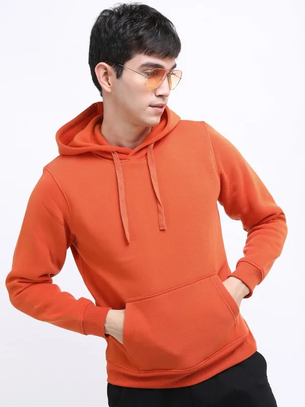  Ketch Men Orange Hood Pullover Sweatshirts