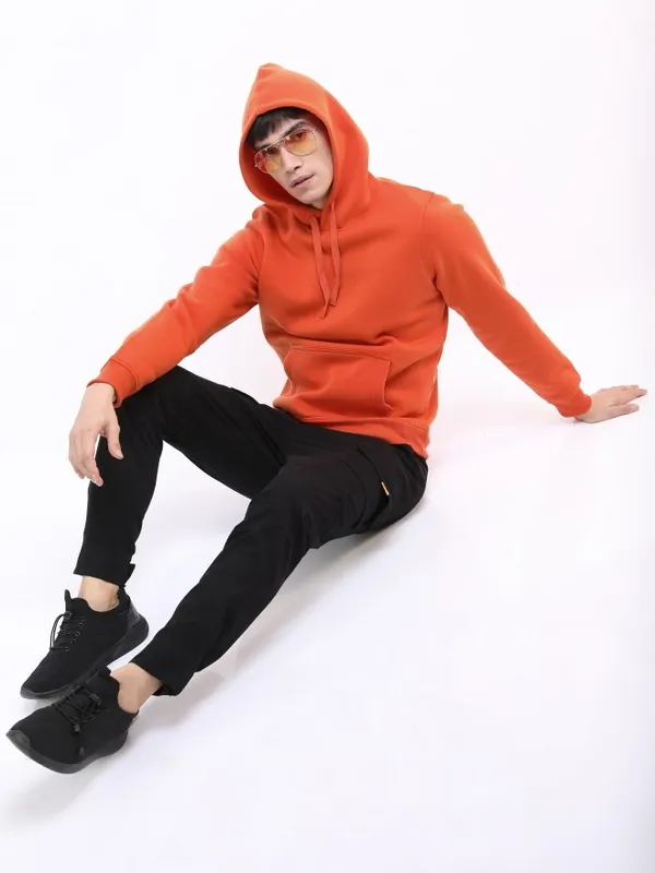  Ketch Men Orange Hood Pullover Sweatshirts