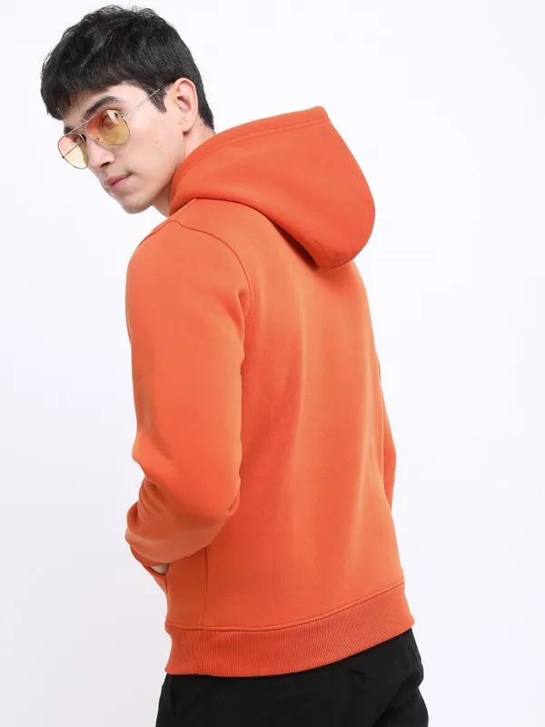  Ketch Men Orange Hood Pullover Sweatshirts