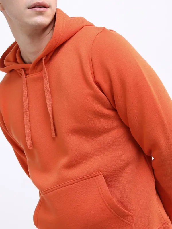  Ketch Men Orange Hood Pullover Sweatshirts