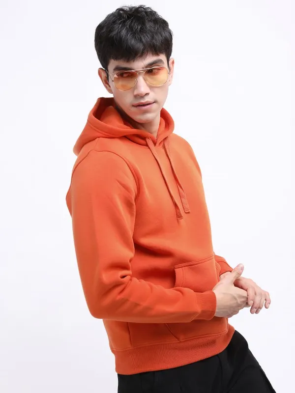  Ketch Men Orange Hood Pullover Sweatshirts