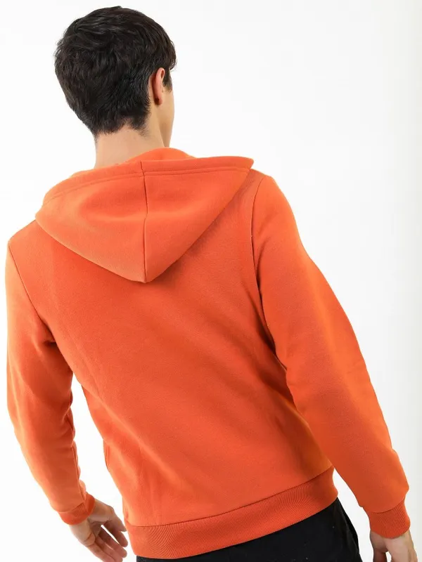  Ketch Men Orange Hood Front-Open Sweatshirts