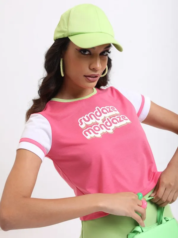  Tokyo Talkies Women Pink Printed Round Neck T-Shirts