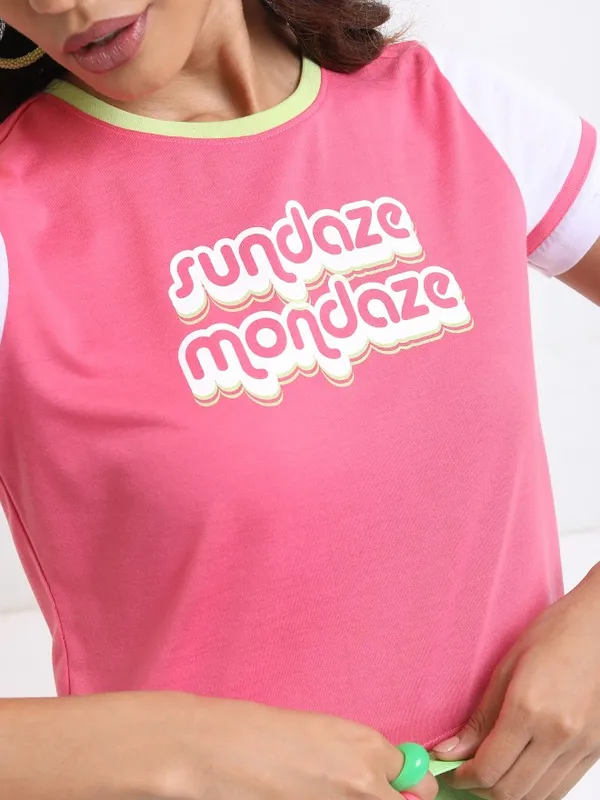  Tokyo Talkies Women Pink Printed Round Neck T-Shirts