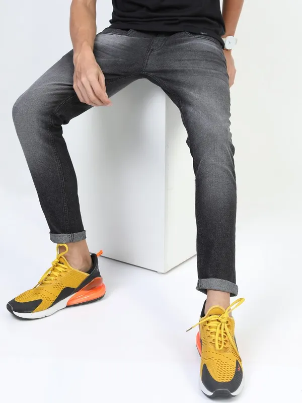  Highlander Men Black Skinny Fit Clean Look Jeans