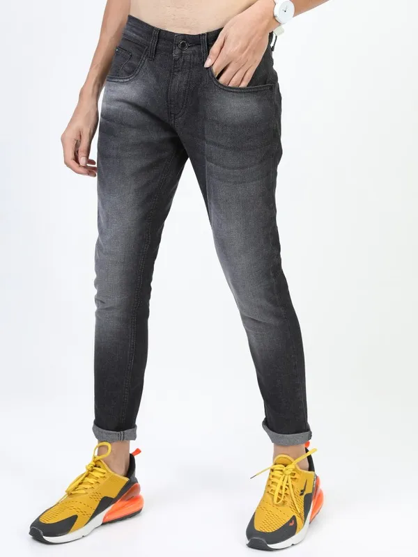  Highlander Men Black Skinny Fit Clean Look Jeans