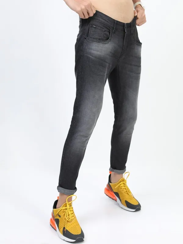  Highlander Men Black Skinny Fit Clean Look Jeans
