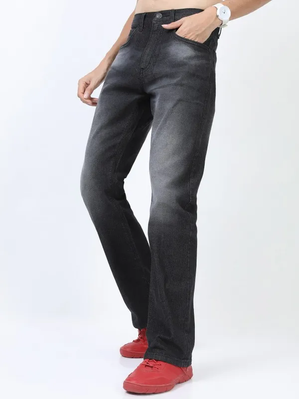  Highlander Men Black Bootcut Clean Look Jeans