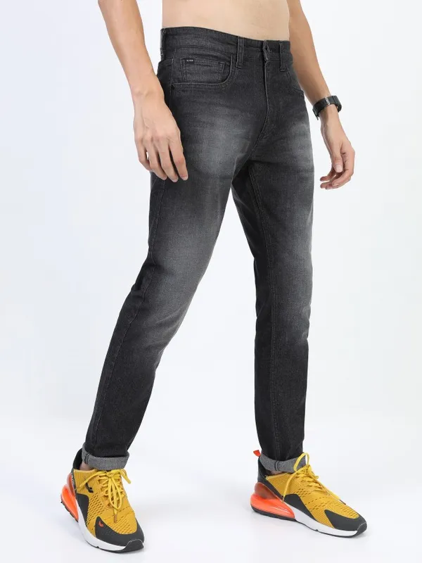  Highlander Men Charcoal Tapered Fit Clean Look Jeans