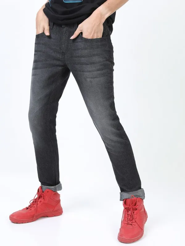  Highlander Men Charcoal Slim Fit Clean Look Jeans