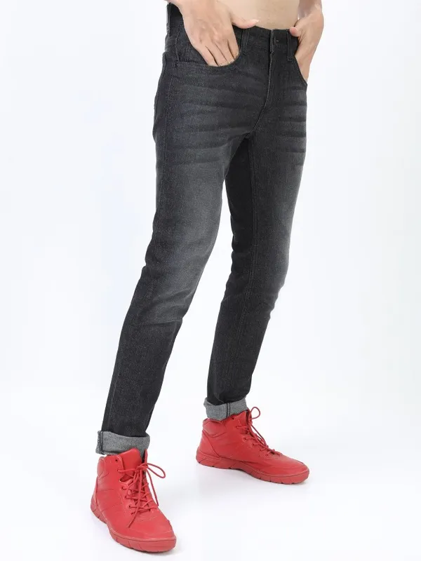  Highlander Men Charcoal Slim Fit Clean Look Jeans