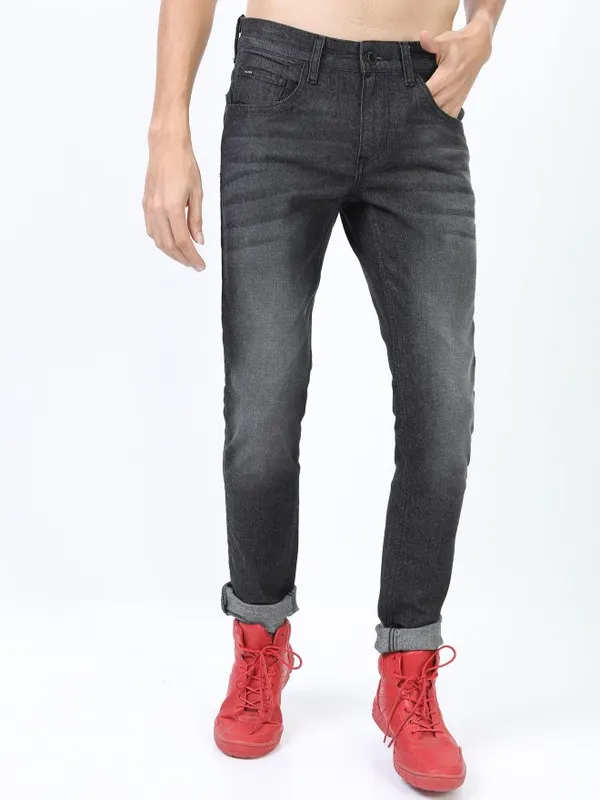  Highlander Men Charcoal Slim Fit Clean Look Jeans
