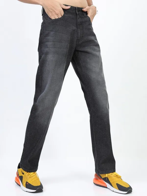  Highlander Men Charcoal Straight Fit Clean Look Jeans