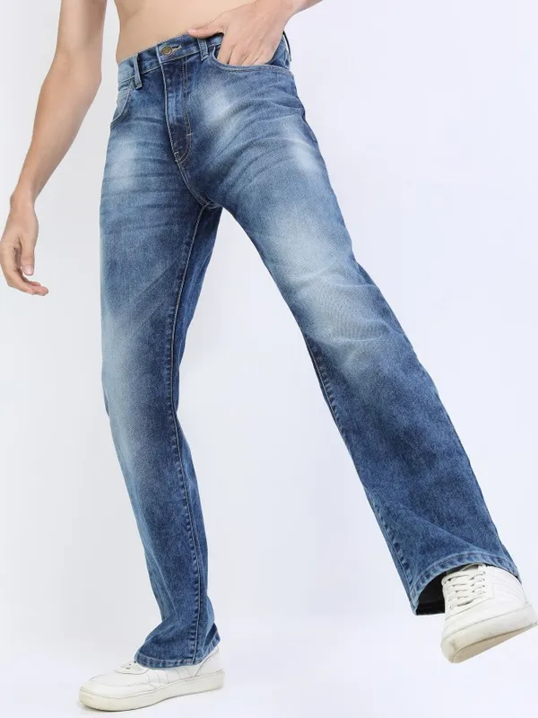  Highlander Men Blue Bootcut Clean Look Jeans