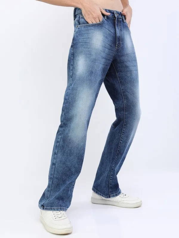  Highlander Men Blue Bootcut Clean Look Jeans
