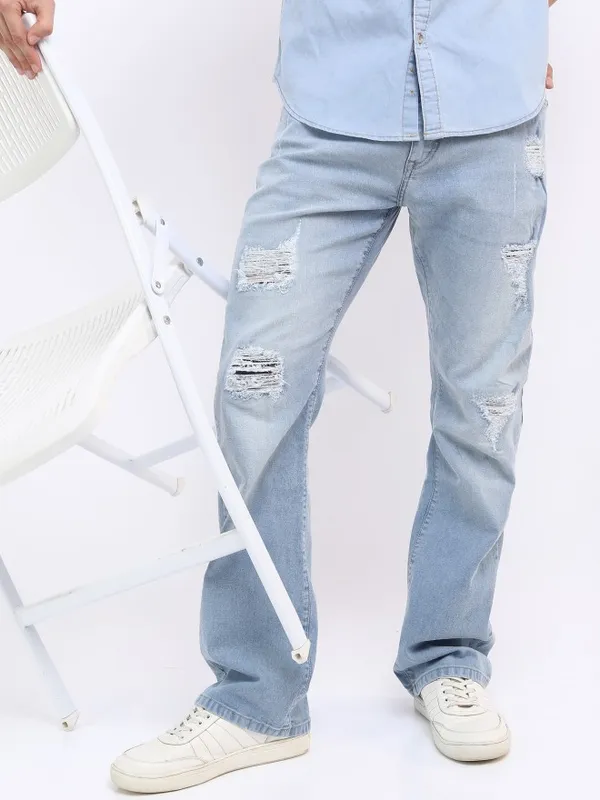 Buy Highlander Blue Bootcut Highly Distressed Stretchable Jeans