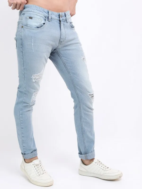  Highlander Men Blue Slim Fit Highly Distressed Jeans