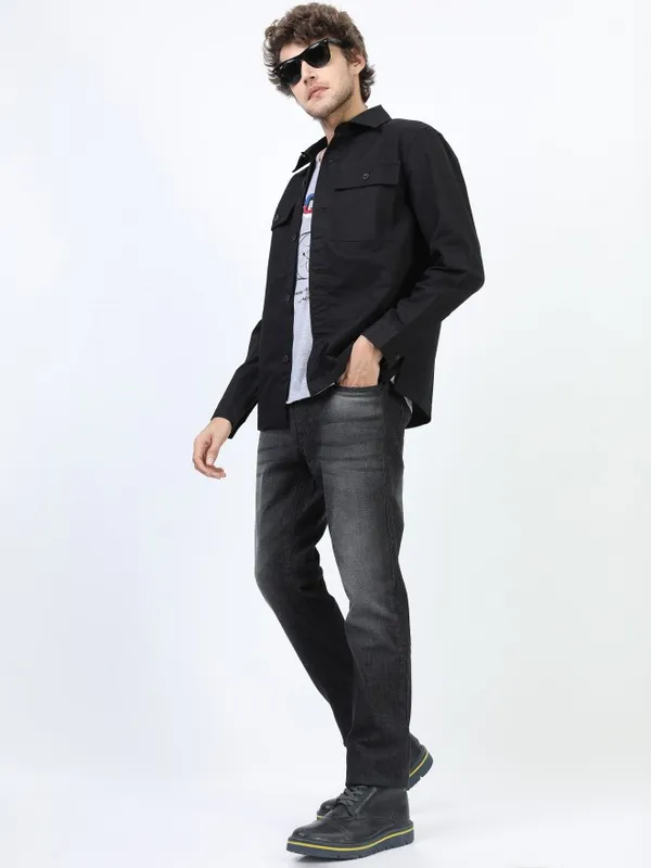 Highlander Grey Straight Fit Stretchable Jeans