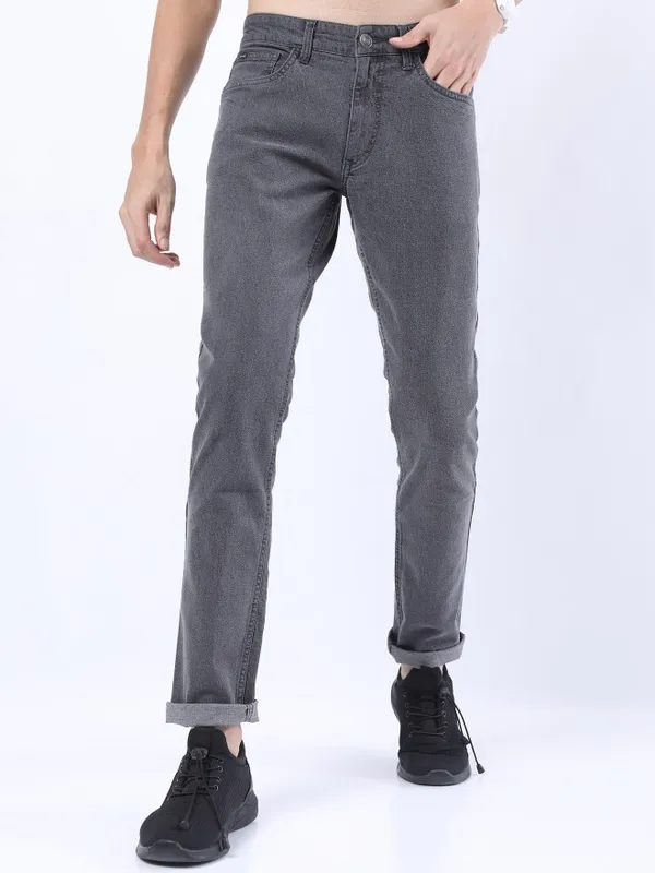  Highlander Men Grey Slim Fit Clean Look Jeans