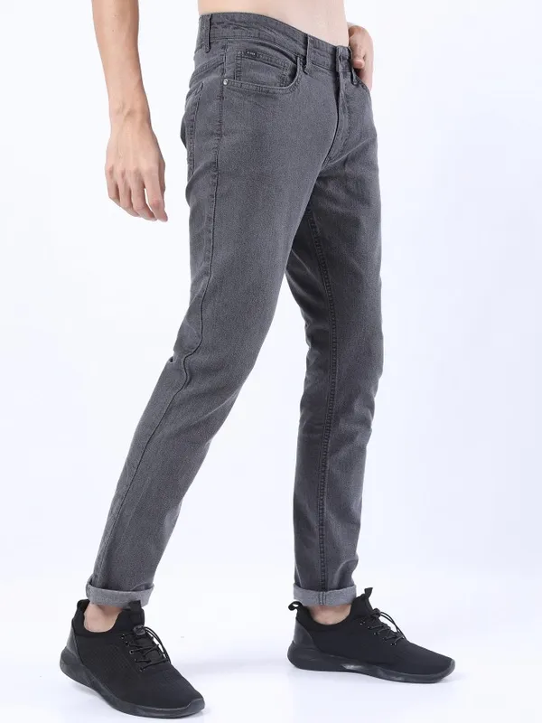  Highlander Men Grey Slim Fit Clean Look Jeans