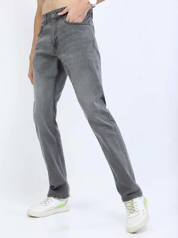  Highlander Men Grey Straight Fit Clean Look Jeans