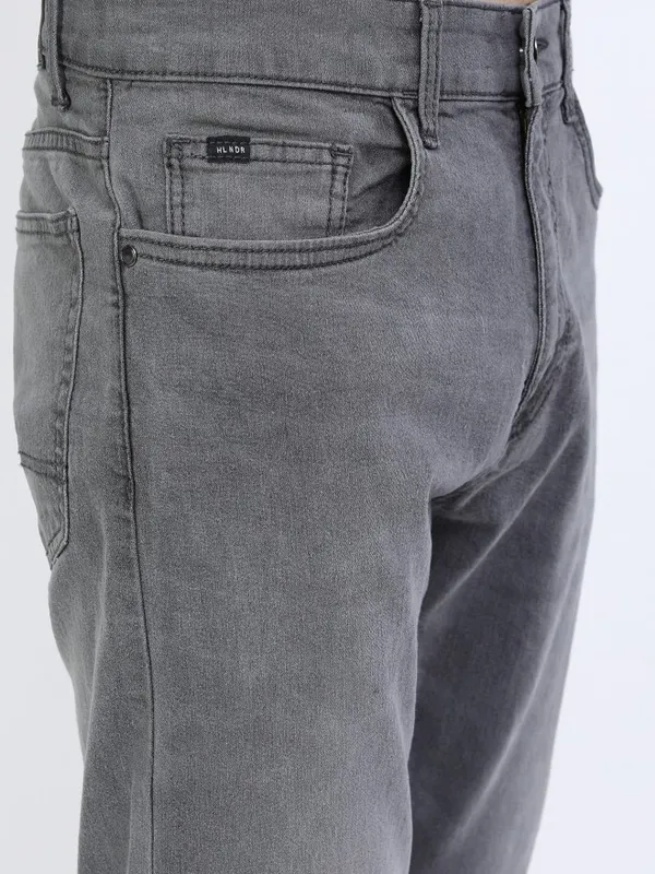  Highlander Men Grey Straight Fit Clean Look Jeans