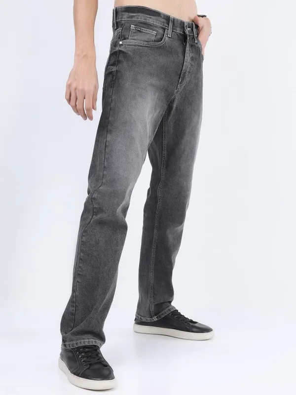  Highlander Men Grey Straight Fit Clean Look Jeans