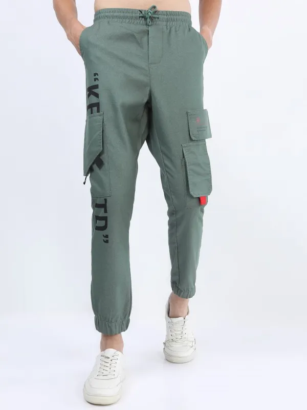  Ketch Men Grey Regular Fit Printed Casual Trousers