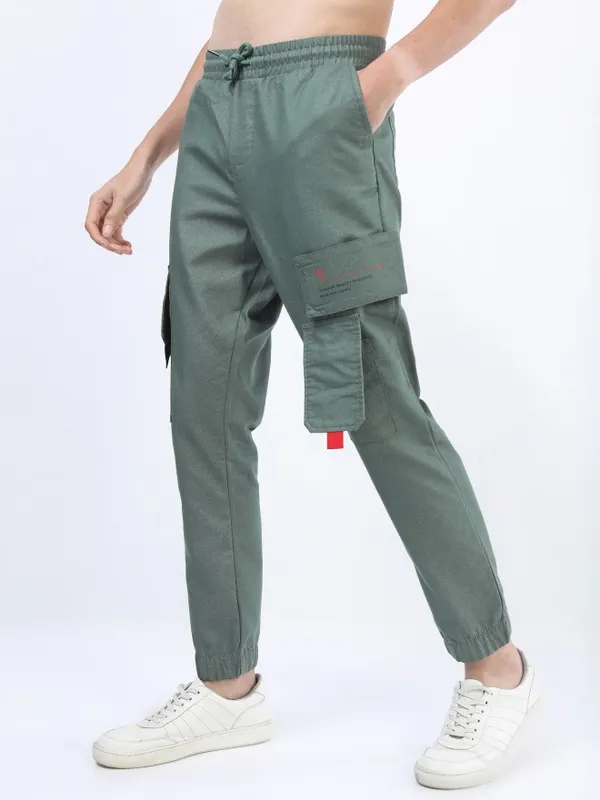  Ketch Men Grey Regular Fit Printed Casual Trousers