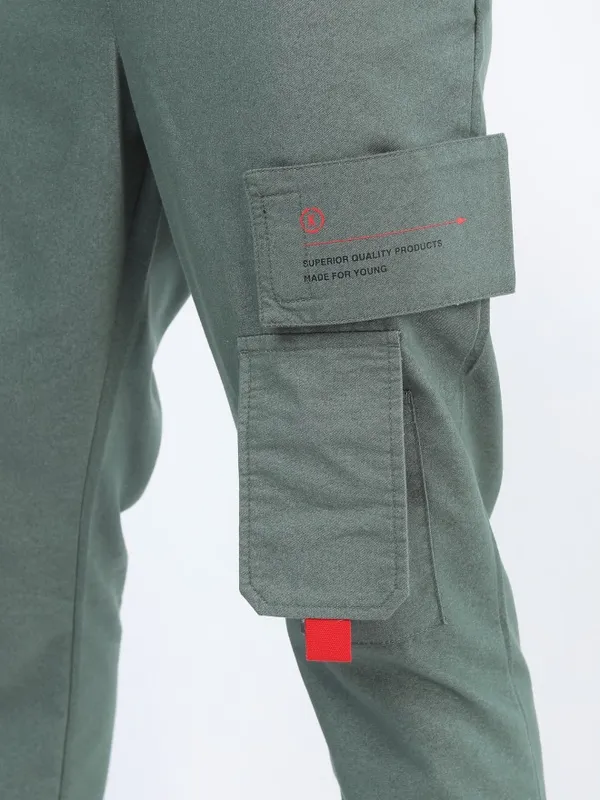  Ketch Men Grey Regular Fit Printed Casual Trousers
