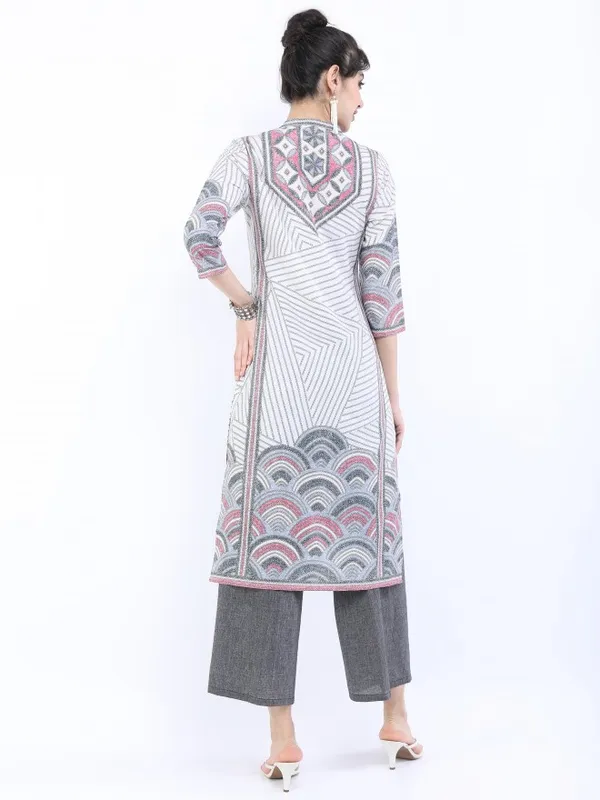  Vishudh Women Cream Printed A-Line Kurtas