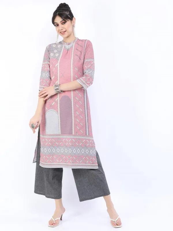  Vishudh Women Pink Printed A-Line Kurtas
