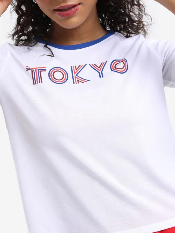  Tokyo Talkies Women White Printed Round Neck T-Shirts