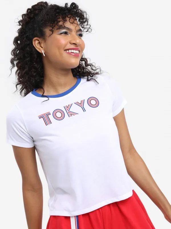  Tokyo Talkies Women White Printed Round Neck T-Shirts