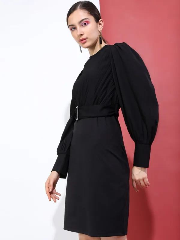 Solid Fit & Flare Dress