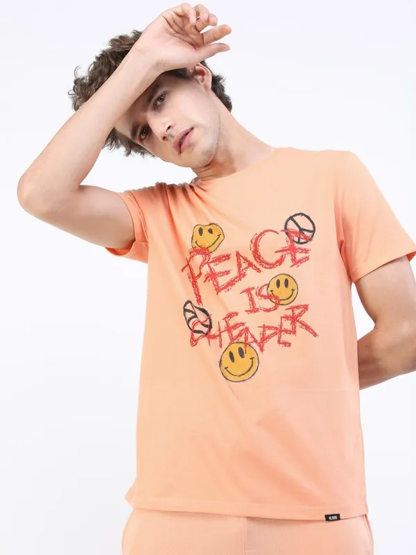 Men Printed Round Neck T-shirt