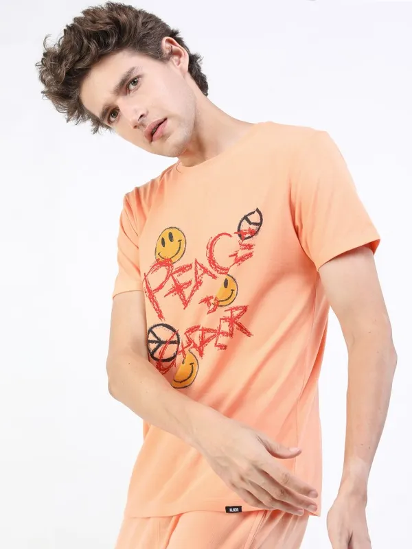 Men Printed Round Neck T-shirt