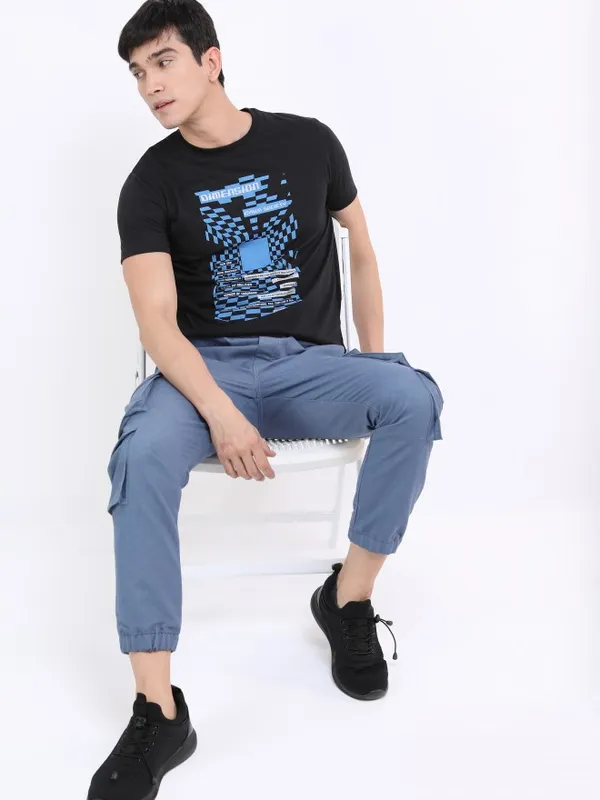  Highlander Men Black Printed Round Neck T-Shirts
