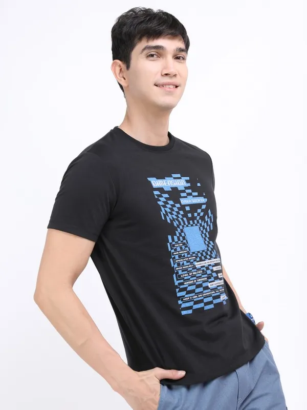  Highlander Men Black Printed Round Neck T-Shirts