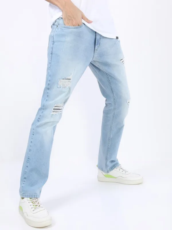  Ketch Men Blue Straight Fit Highly Distressed Jeans
