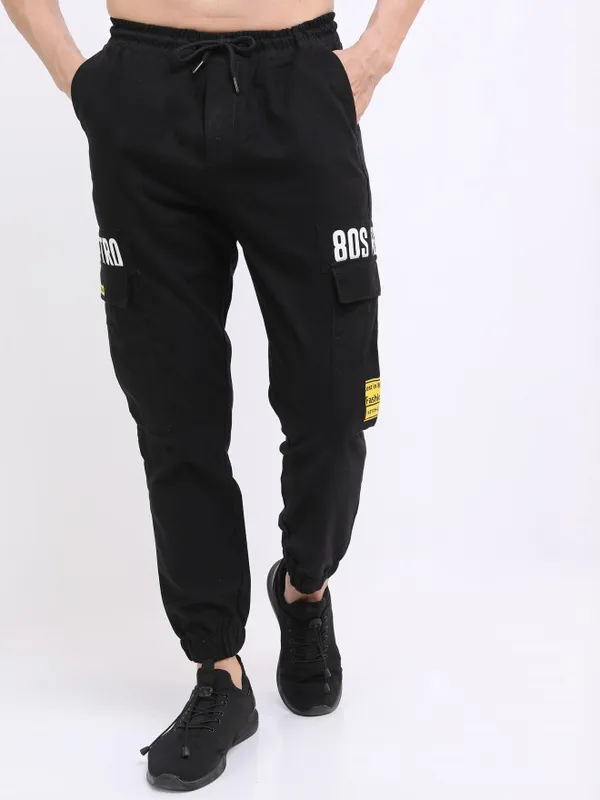  Ketch Men Black Regular Fit Solid Casual Trousers