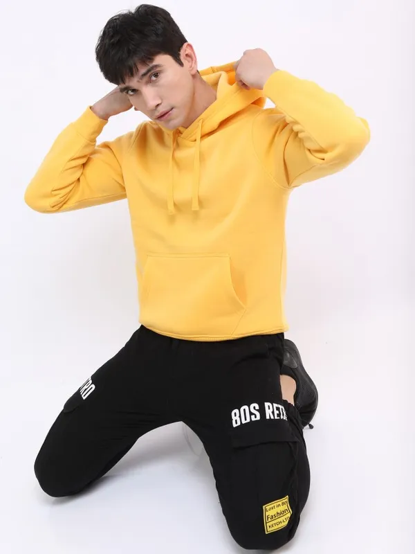  Ketch Men Black Regular Fit Solid Casual Trousers