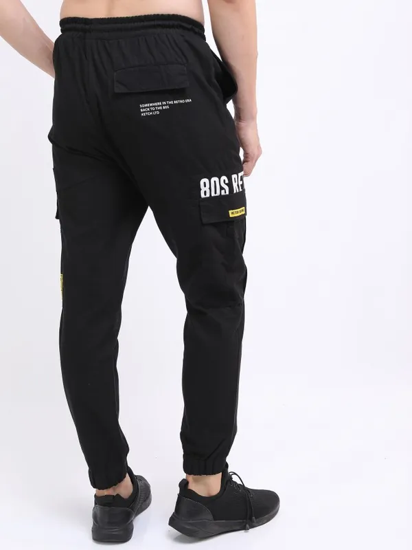 Ketch Men Black Regular Fit Solid Casual Trousers