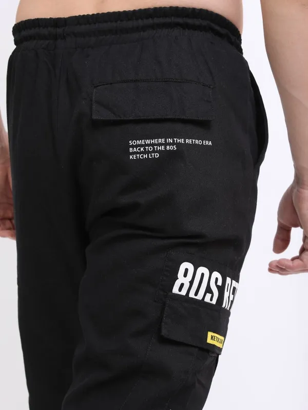  Ketch Men Black Regular Fit Solid Casual Trousers