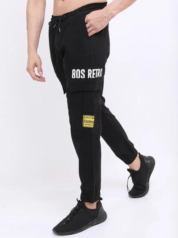  Ketch Men Black Regular Fit Solid Casual Trousers
