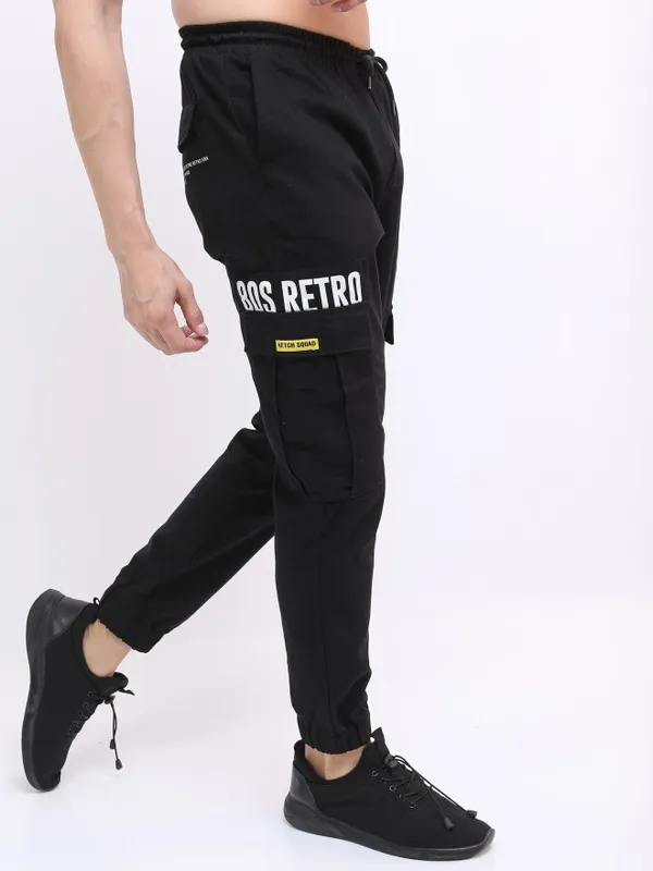  Ketch Men Black Regular Fit Solid Casual Trousers