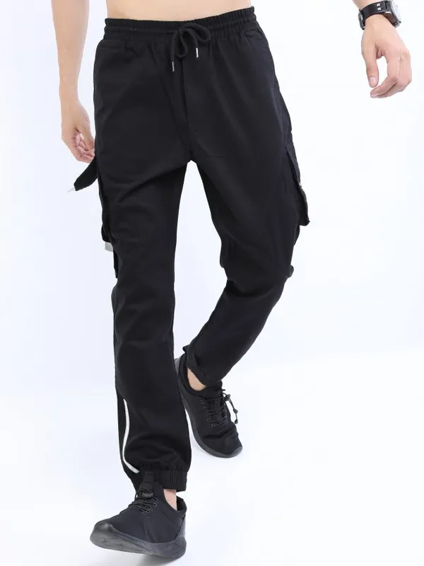 Ketch Men Black Regular Fit Solid Casual Trousers
