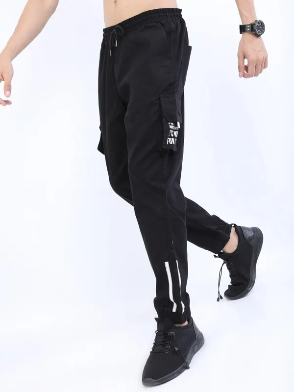  Ketch Men Black Regular Fit Solid Casual Trousers